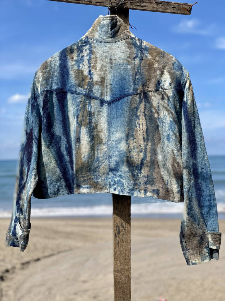 Megan Plant Dyed Handwoven Cropped Shirt Jacket | Shadow