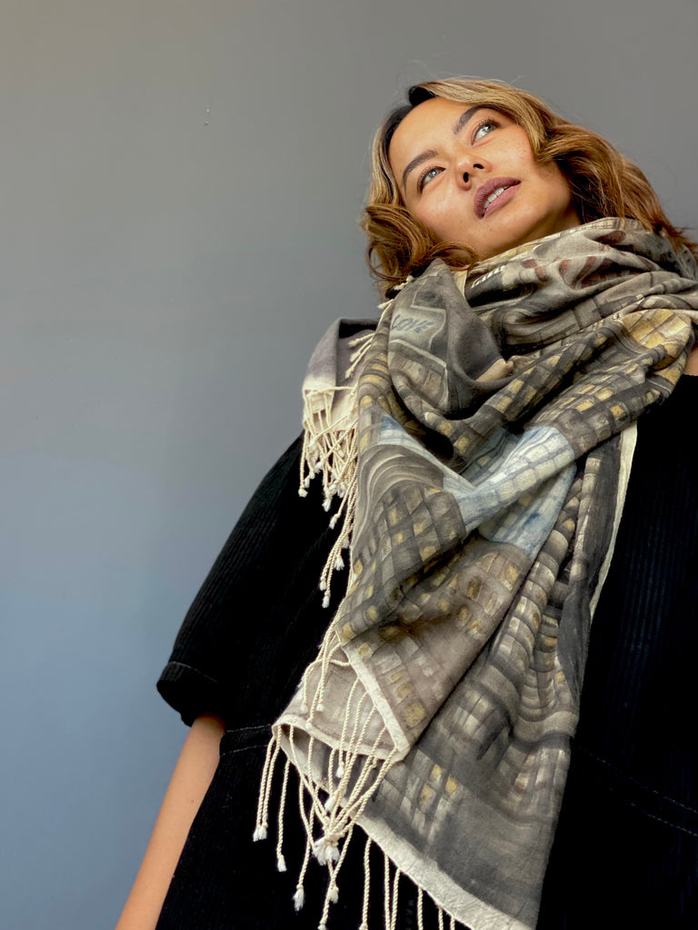 Teresa Handpainted Plant Dyed Handwoven Cotton Scarf | New York