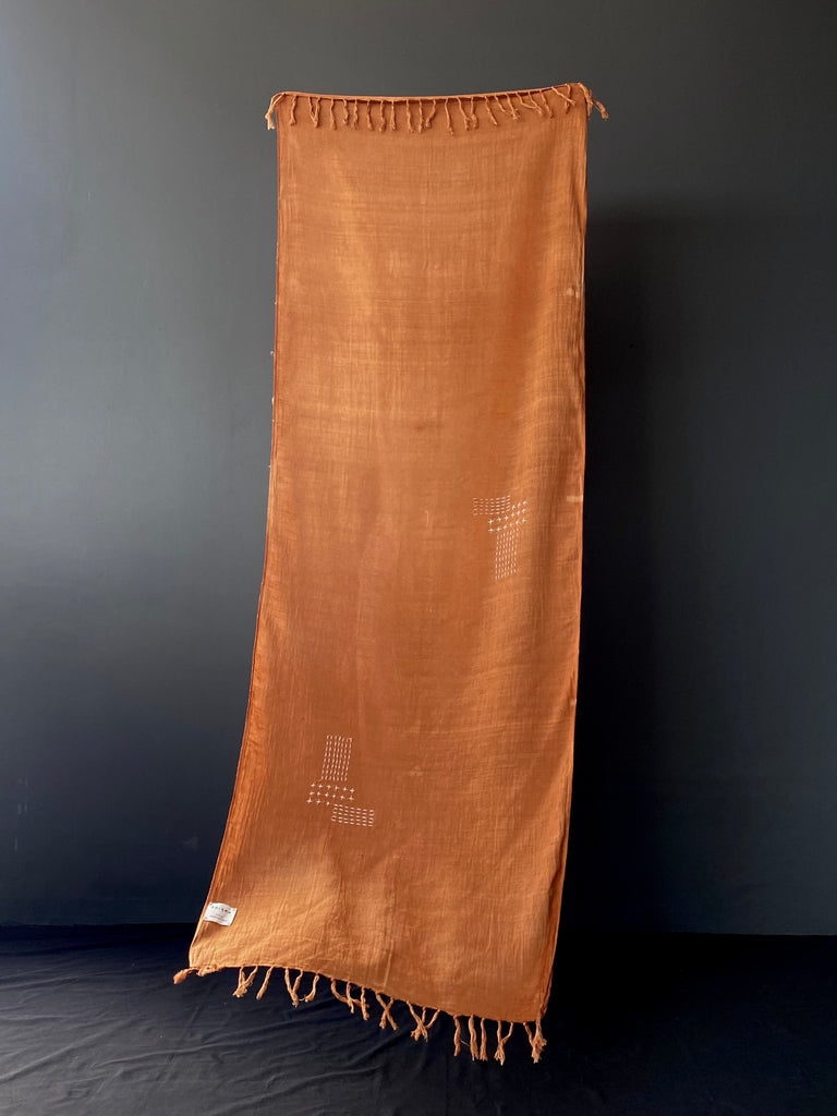 Enigma Plant Dyed Handwoven Cotton Scarf | Terracotta