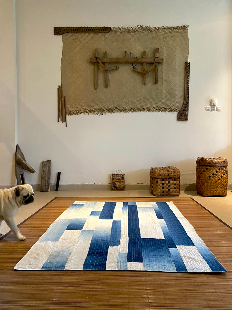 Pagi Motley Upcycled Patchwork Cotton Blanket | Sashiko
