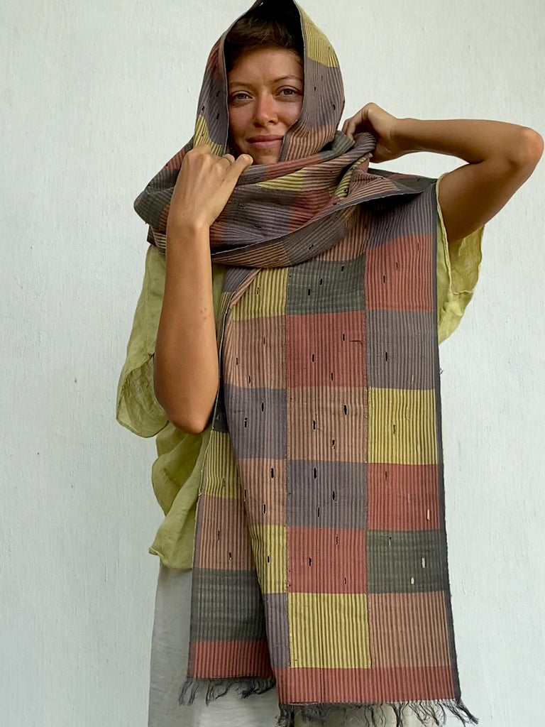 NEXT Putu Handwoven Plant Dyed Checker Scarf | Courage