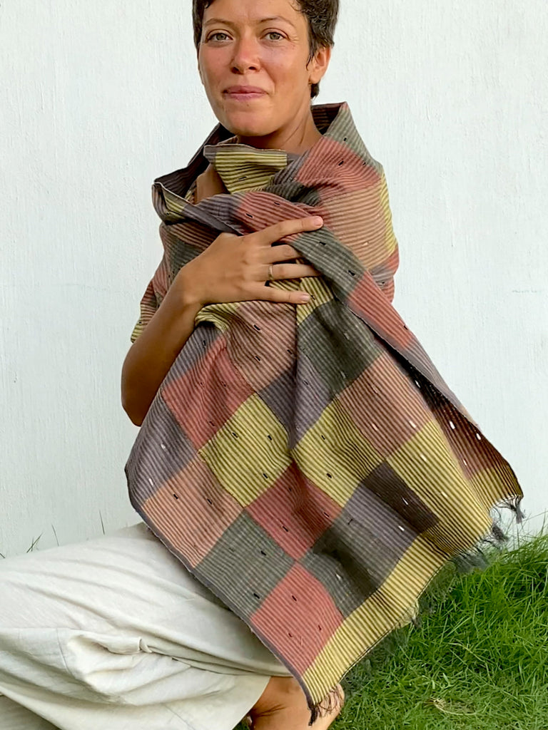 NEXT Putu Handwoven Plant Dyed Checker Scarf | Courage