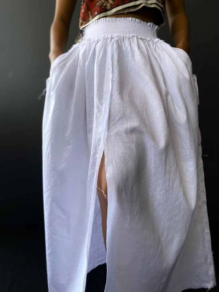 Kaycee Hemp Maxi Skirt |  White